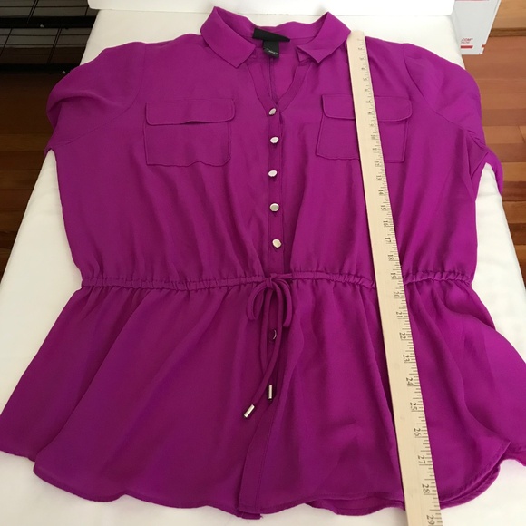 LANE BRYANT Peplum Button Down Blouse Purple Fushia Top Women’s Plus Size 14 1X - Picture 15 of 16